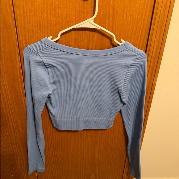 Garage Women's Light Blue Ribbed Crop Top - Picture 3 of 4